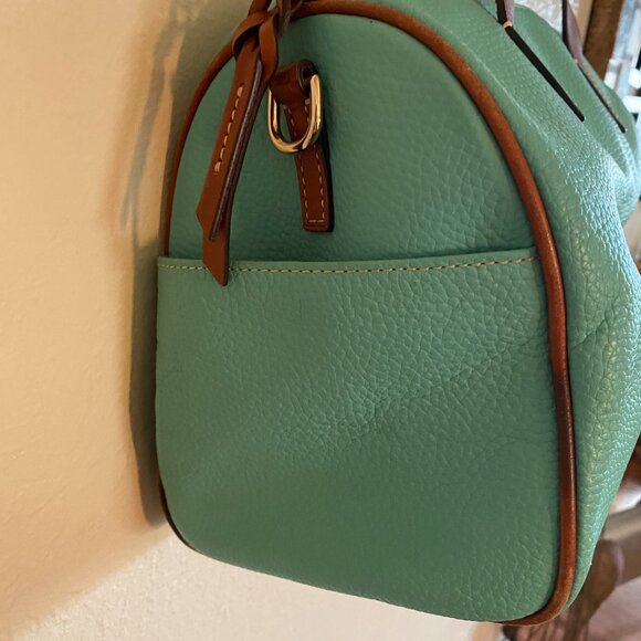 Dooney & Bourke Pebble Grain Satchel – Turquoise / teal with Saddle Trim - Picture 10 of 16